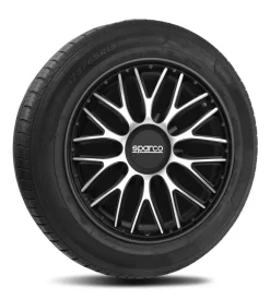 Set 4 copricerchi 15" pollici copriruota auto roma  spc1596svbk argento nero