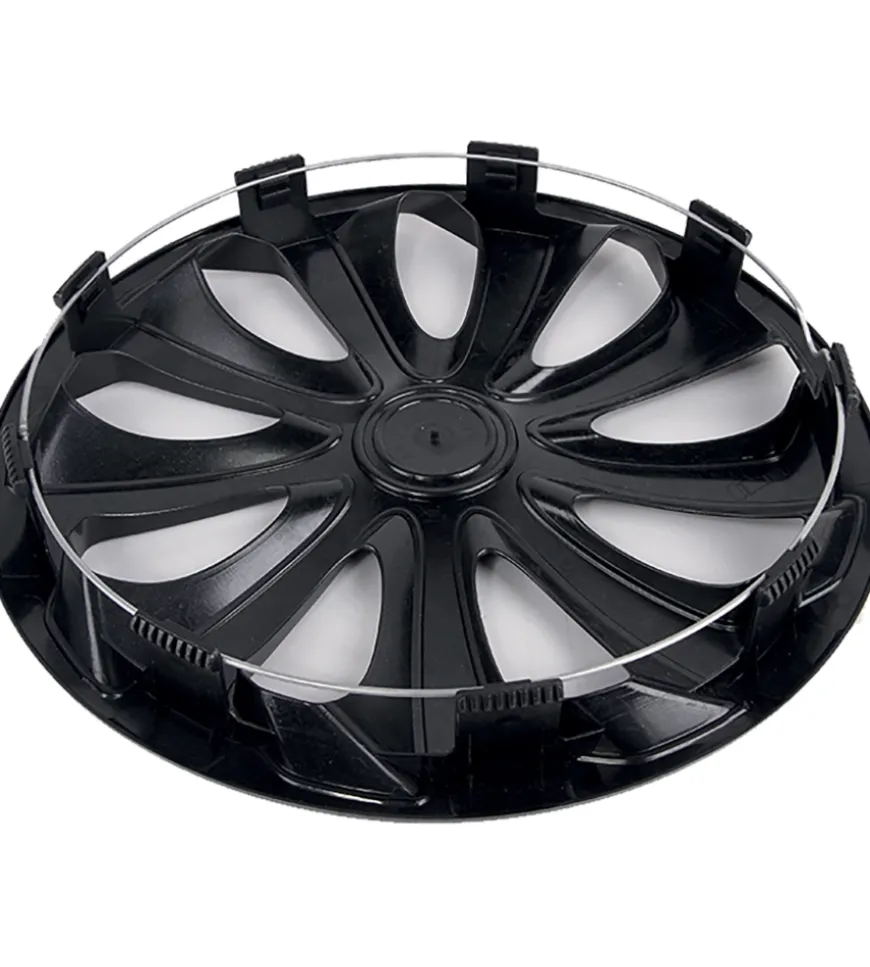 Set 4 copricerchi 15" pollici copriruota auto sicilia spc1573svbk argento nero
