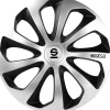 Set 4 copricerchi 16" pollici copriruota auto sicilia spc1673svbk argento nero
