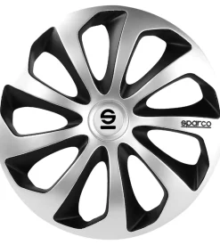 Set 4 copricerchi 16" pollici copriruota auto sicilia spc1673svbk argento nero