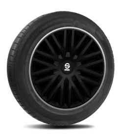 Set 4 copricerchi 14" pollici copriruota auto bergamo spc1485bkgr nero grigio