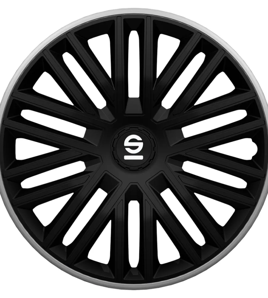 Set 4 copricerchi 15" pollici copriruota auto bergamo spc1585bkgr nero grigio