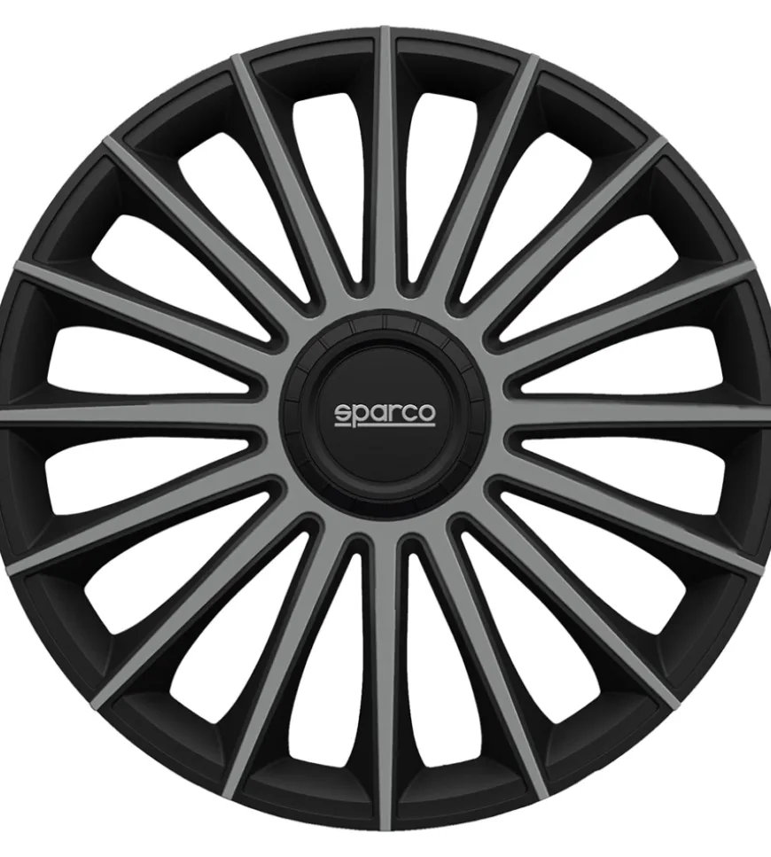 Set 4 copricerchi 16" pollici copriruota auto treviso spc1693bkgr nero grigio
