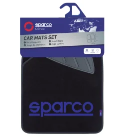 Set 4 tappetini neri e blu per auto sparco