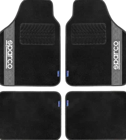 Set 4 tappetini neri e grigi per auto sparco in moquette
