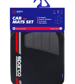 Set 4 tappetini neri e rossi per auto sparco