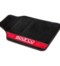 Set 4 tappetini per auto sparco nero/rosso in moquette