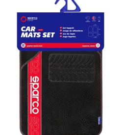 Set 4 tappetini per auto sparco nero/rosso in moquette
