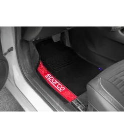 Set 4 tappetini per auto sparco nero/rosso in moquette