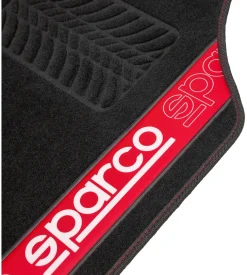 Set 4 tappetini per auto sparco nero/rosso in moquette