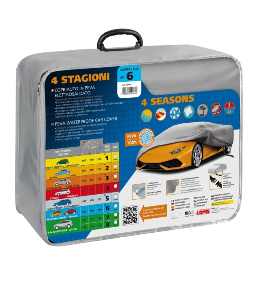 Telo copriauto in peva elettrosaldato 4 stagioni - ag-6 - cm 180x190x440 20460